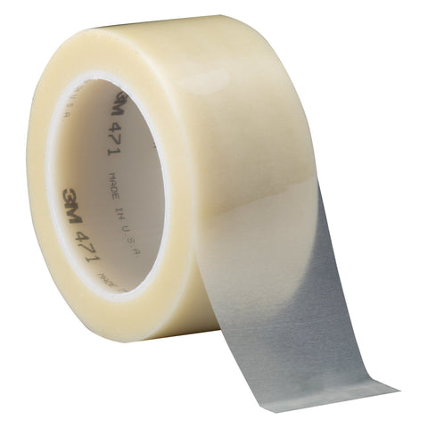 3M Vinyl Tape 471 Transparent, 1 in x 36 yd, 36 per case Bulk