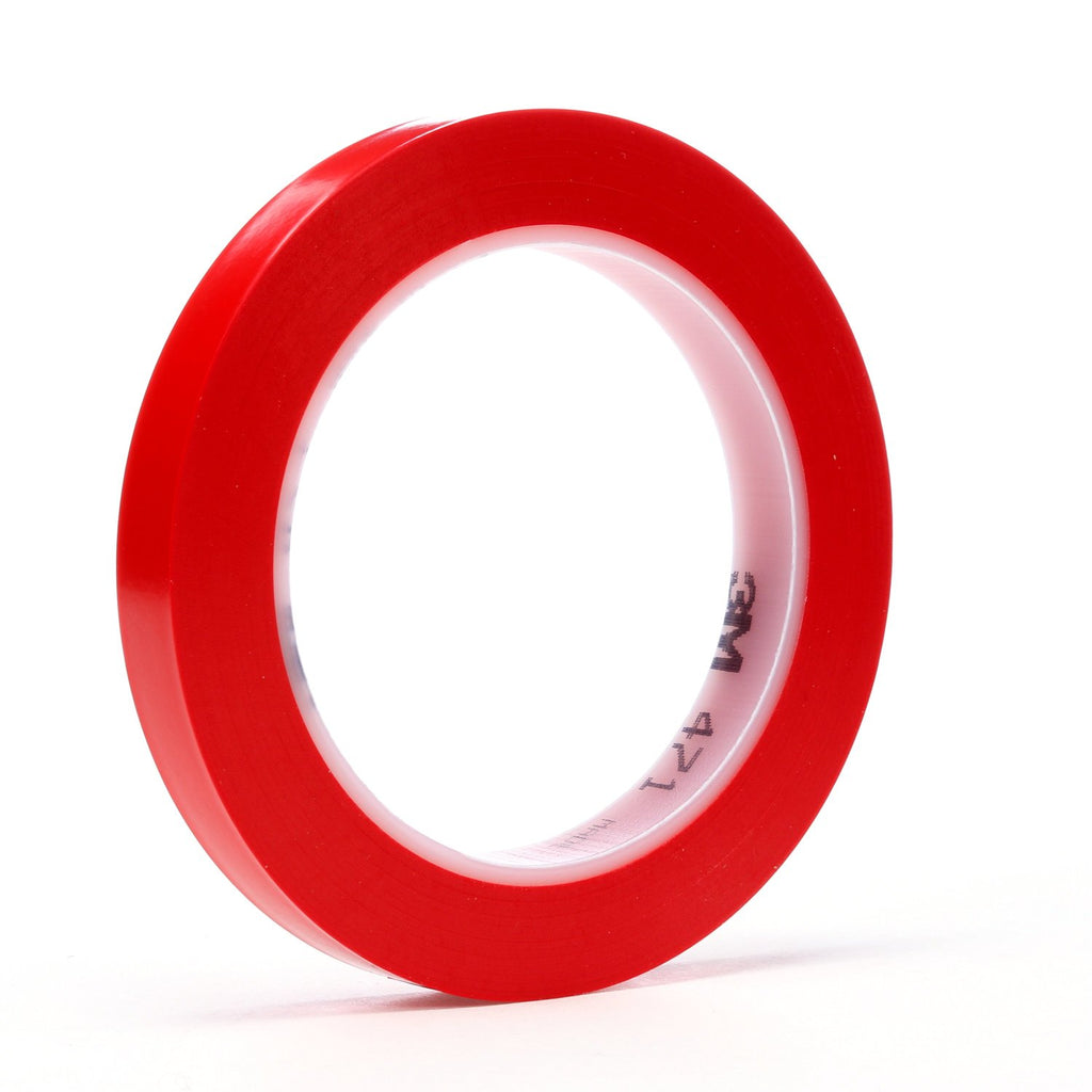 3M Vinyl Tape 471 Red, 1/2 in x 36 yd, 72 per case Bulk