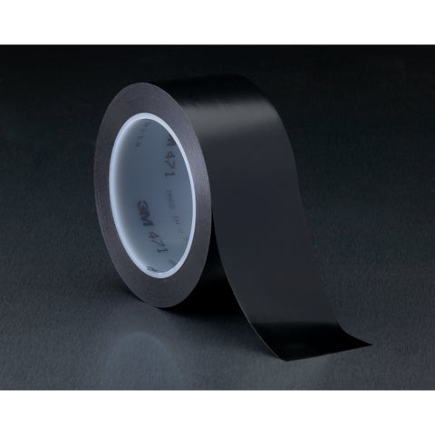 3M Vinyl Tape 471 Black, 4 in x 36 yd, 8 per case Bulk