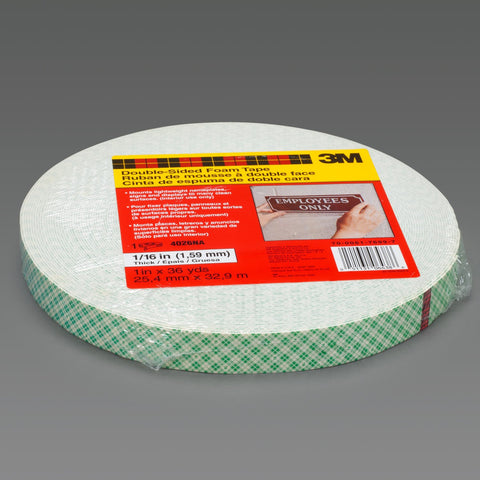 3M Double Coated Urethane Foam Tape 4026 Natural, 3/4 in x 36 yd