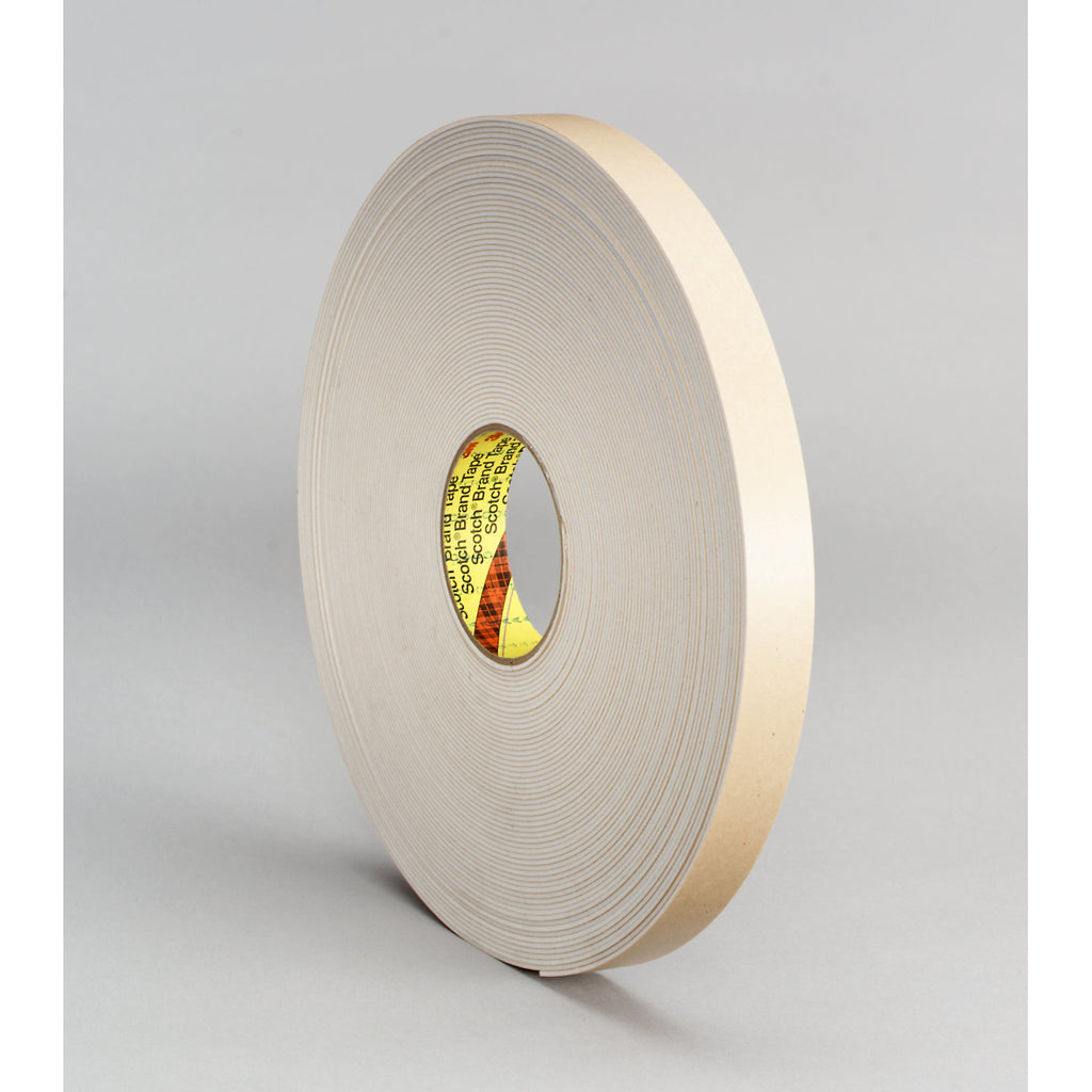3M Double Coated Polyethylene Foam Tape 4496 White, 1/2 in x 36