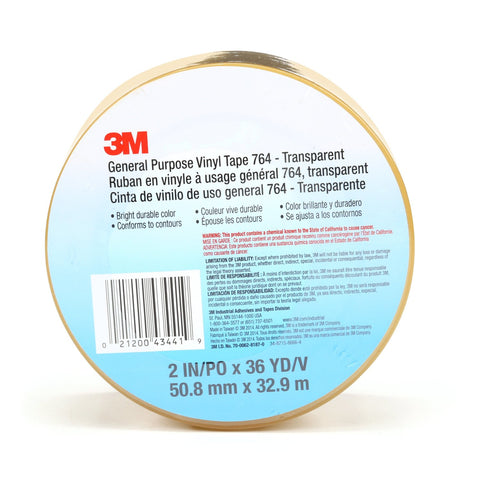3M General Purpose Vinyl Tape 764 Transparent, 2 in x 36 yd 5.0